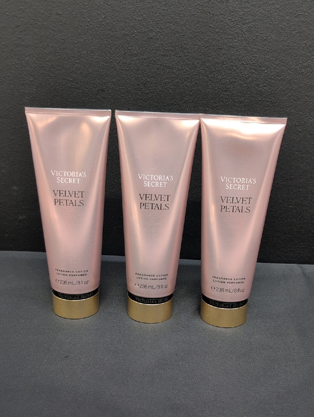 Victoria Secret Velvet Petals Lush Blooms Almond Glaze Fragrance Lotion 8oz 3Pcs